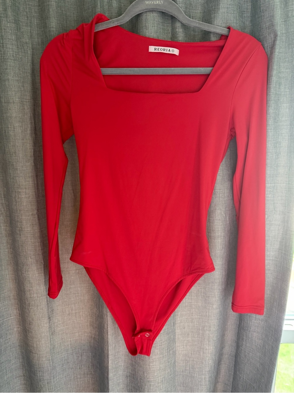 Reoria Bright Red Square-Neck Bodysuit